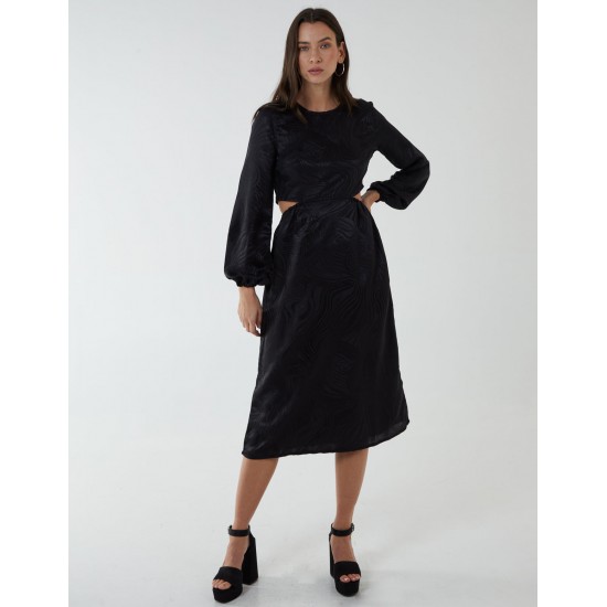 Crew Neck Cut Out Midi Dress