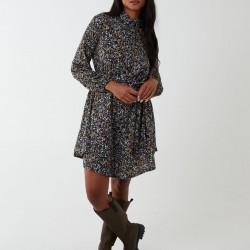 Multi Floral Print Mini Shirt Dress