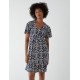 V Neck Shirred Mini Tea Dress With Split