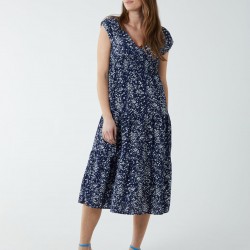 Drawstring Adjustable Tier Midi Dress