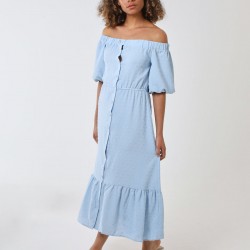 Bardot Button Through Midi Dress