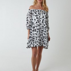 Sheared Neck Bardot Dress