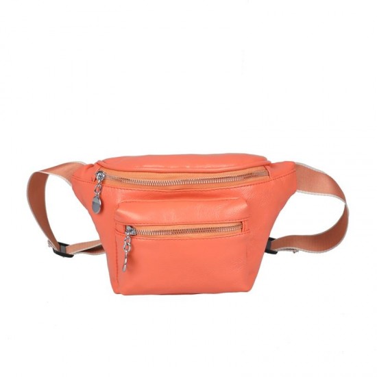 Orange Leather Fanny Pack ERIN