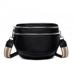 Black Leather Crossbody Fanny Pack