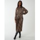 Abstract Animal Print High Neck Blouson Dress