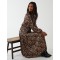 Abstract Animal Print High Neck Blouson Dress