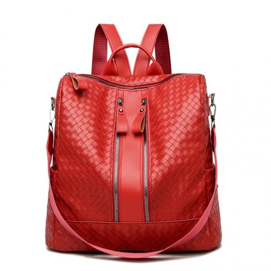 Woven Leather Convertible Backpack