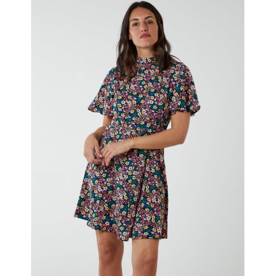 Floral Print Angel Sleeve Dress