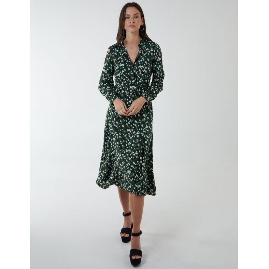 Shirt Midi Dress With Godet Hem