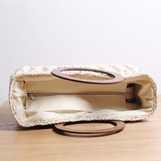 Bamboo Handle Straw Purse