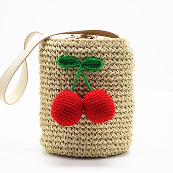 Pom Pom Straw Beach Bag