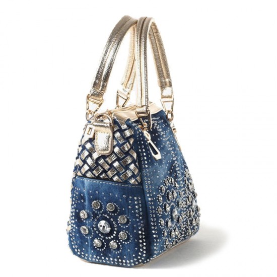 Denim Purse With Rhinestones