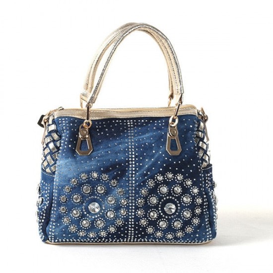 Denim Purse With Rhinestones