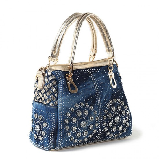 Denim Purse With Rhinestones