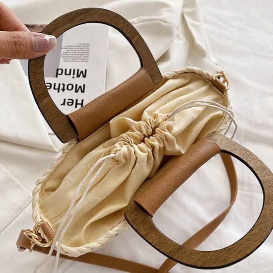 Bamboo Handle Straw Bag