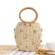 Circle Handle Straw Bucket Bag