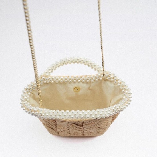 Straw Bag With Chain Strap