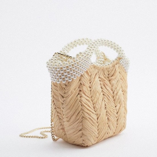 Straw Bag With Chain Strap