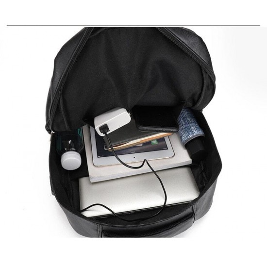 Leather Backpack With USB Charger