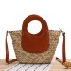 Straw Bag With Leather Handles