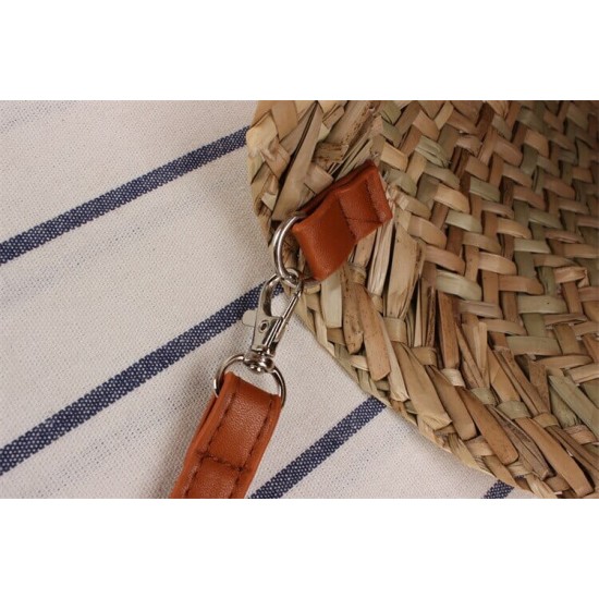 Straw Bag With Leather Handles