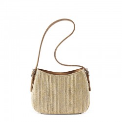 Straw And Brown Leather Purse