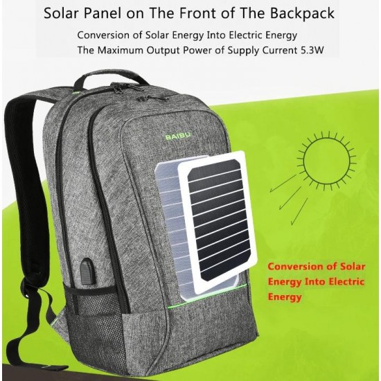 Outdoor Charging Backpack USB Port With Solar Panel